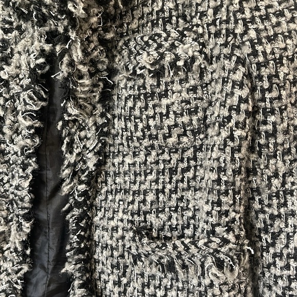 Secret Label tweet open front fringe black gray grey blazer jacket size small - Picture 6 of 15